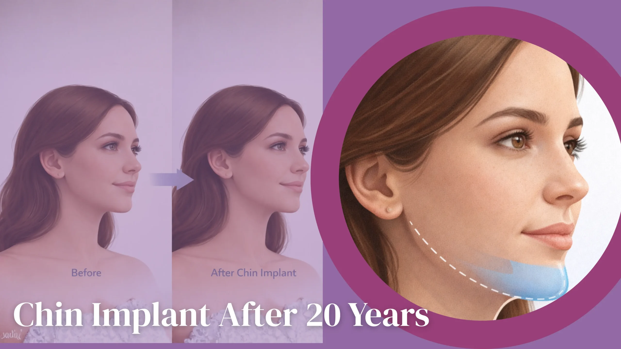 Chin implant results after 20 years showing long-term facial balance and natural jawline enhancement