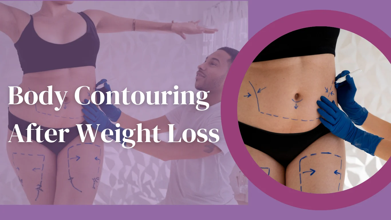 Before and after body contouring treatment showing fat removal and skin tightening