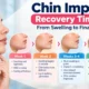 Chin implant recovery timeline showing swelling reduction and final results from week 1 to month 6